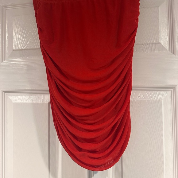 Red Ruched Draped Skirt - Picture 2 of 3